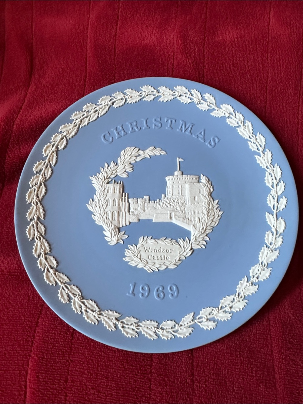 Wedgwood Pale Blue Jasperware Plate - Embossed Backstamp